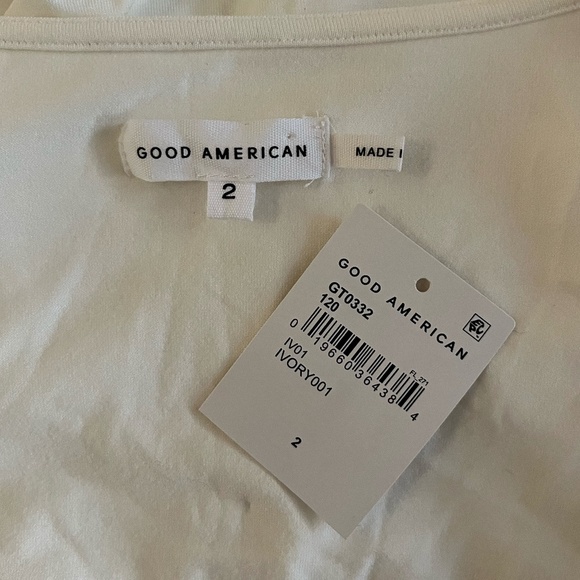 GOOD AMERICAN | Low-Cut Good Touch Soft Long Sleeve Wrap Top in Ivory | Size 2 - Picture 9 of 11